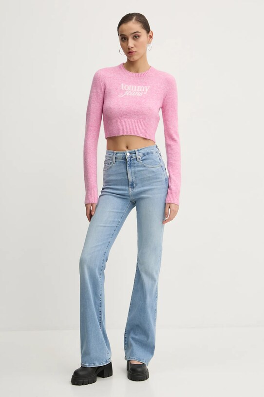 Tommy Jeans sweter z domieszką wełny DW0DW19895 różowy SS25