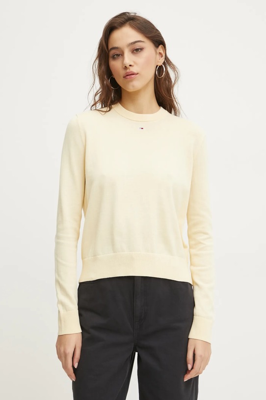 Tommy Jeans sweter bawełniany żółty DW0DW20159