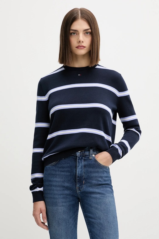Βαμβακερό πουλόβερ Tommy Jeans βαμβάκι σκούρο μπλε DW0DW20159