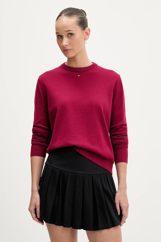 Tommy Jeans sweter bawełniany bawełna bordowy DW0DW20159