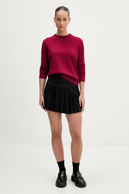 Tommy Jeans sweter bawełniany DW0DW20159 bordowy SS26