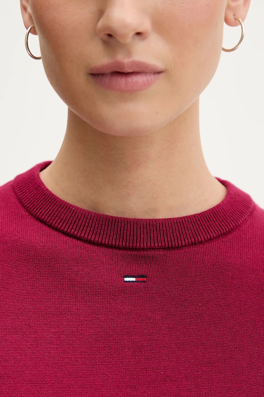 Tommy Jeans sweter bawełniany DW0DW20159 bordowy