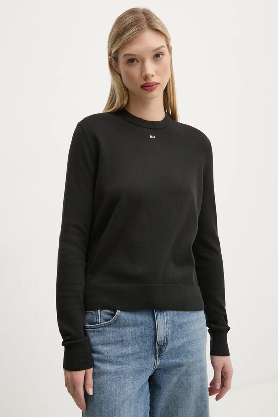 Хлопковый свитер Tommy Jeans чёрный DW0DW20159