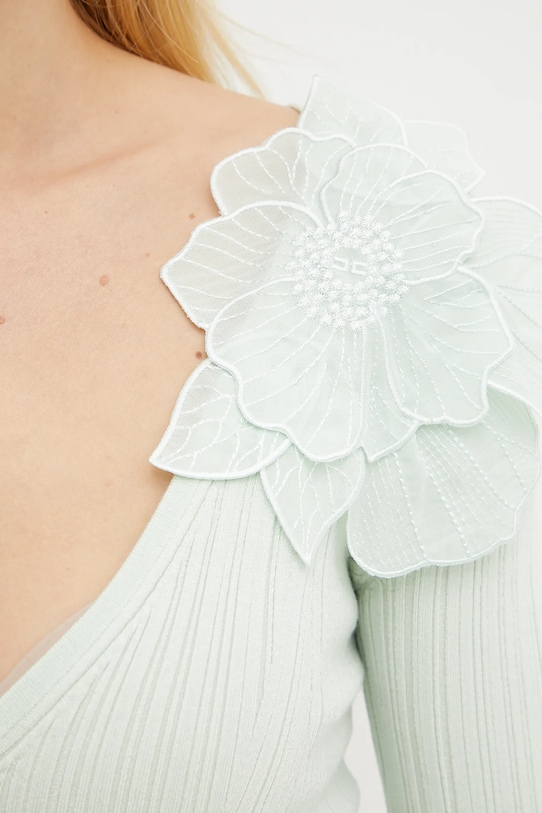 Svetr z hedvábné směsi Elisabetta Franchi MK56B51E2 tyrkysová