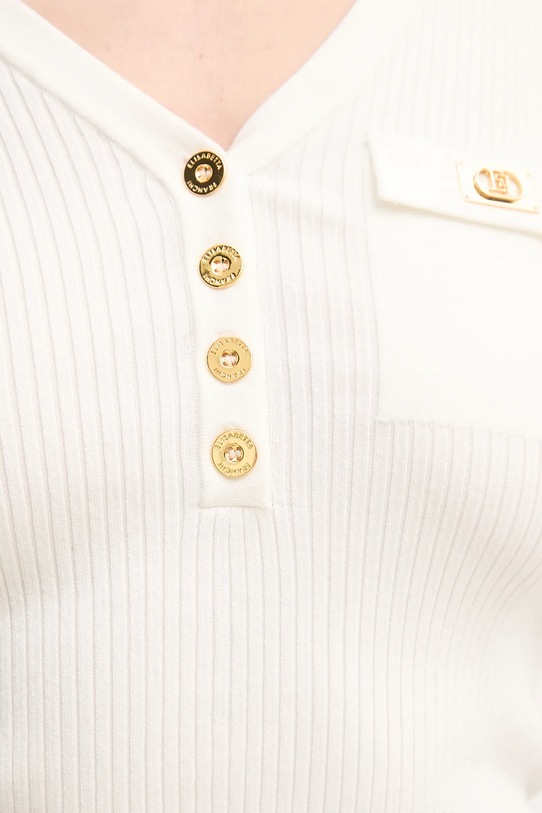 Elisabetta Franchi pulover din amestec de mătase MK62B51E2 bej