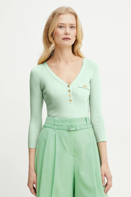 Elisabetta Franchi sweter z domieszką jedwabiu pozostałe turkusowy MK62B51E2