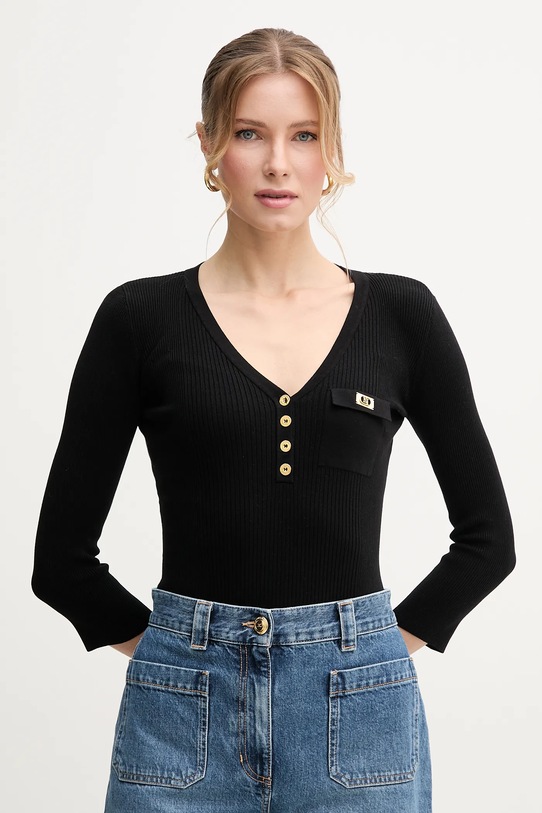 Elisabetta Franchi sweter z domieszką jedwabiu pozostałe czarny MK62B51E2