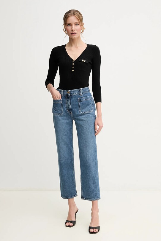 Elisabetta Franchi sweter z domieszką jedwabiu MK62B51E2 czarny SS25