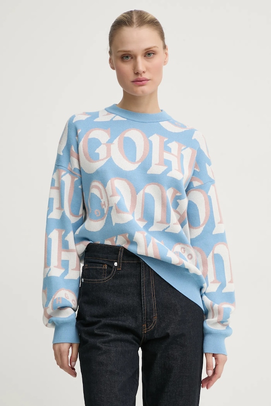 Pamučni pulover Hugo Blue pamuk plava 50533283