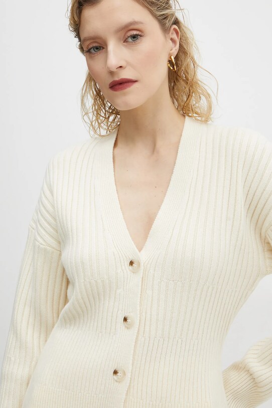 Bruuns Bazaar cardigan din lana bej BBW4132