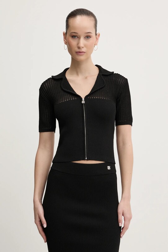 HUGO cardigan grosime medie negru 50532170