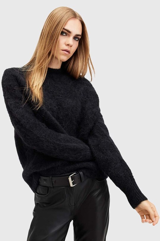 AllSaints sweter wełniany VORTEX JUMPER czarny W032KB
