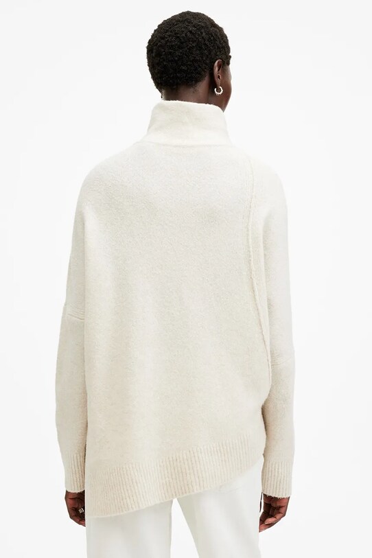 Vlnený sveter AllSaints LOCK ROLL W132KB biela SS25