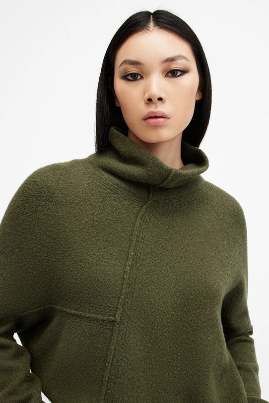 AllSaints pulover de lana LOCK ROLL W132KB verde SS25