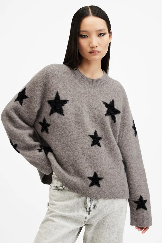 AllSaints pulover de lână STARLET grosime medie gri W136KB