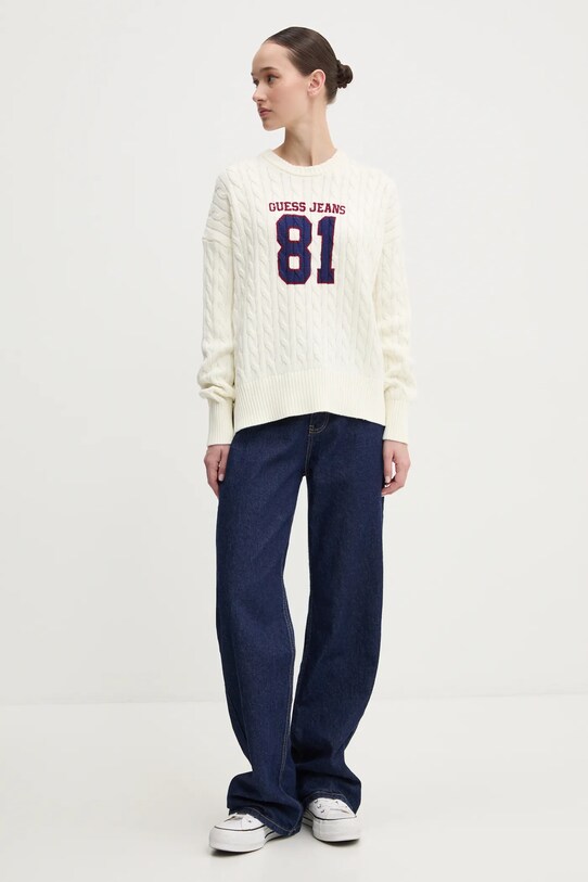 Guess Jeans sweter bawełniany W5RR48.Z3HM1 beżowy SS25