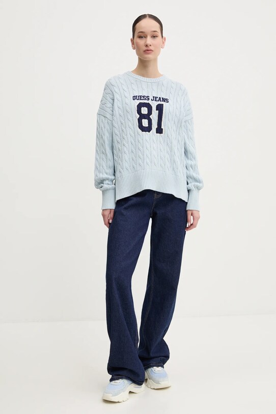 Guess Jeans pulover de bumbac W5RR48.Z3HM1 albastru SS25