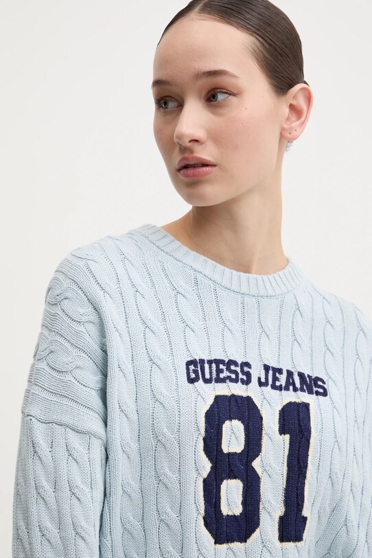 Guess Jeans pulover de bumbac albastru W5RR48.Z3HM1