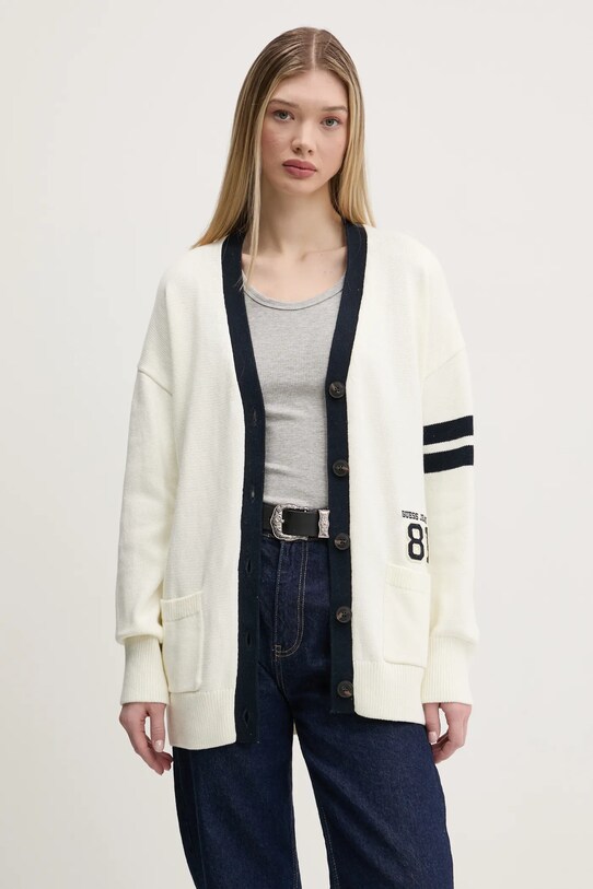 Guess Jeans cardigan din bumbac imprimeu bej W5RR49.Z3HM1