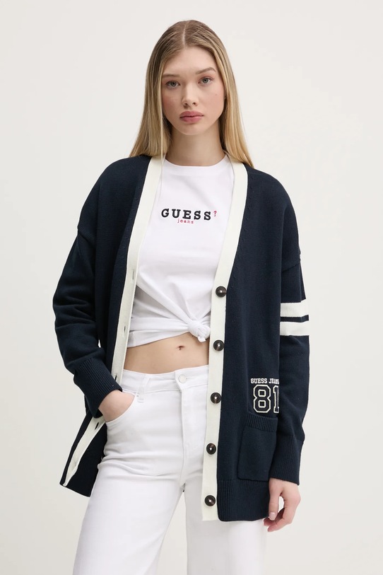 Bavlněný kardigan Guess Jeans bavlna námořnická modř W5RR49.Z3HM1