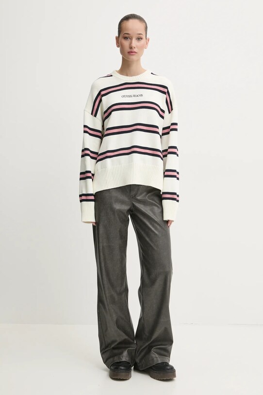 Bombažen pulover Guess Jeans W4BR09.Z3HM1 bež SS25