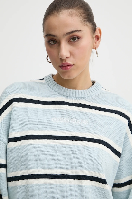 Guess Jeans sweter bawełniany niebieski W4BR09.Z3HM1