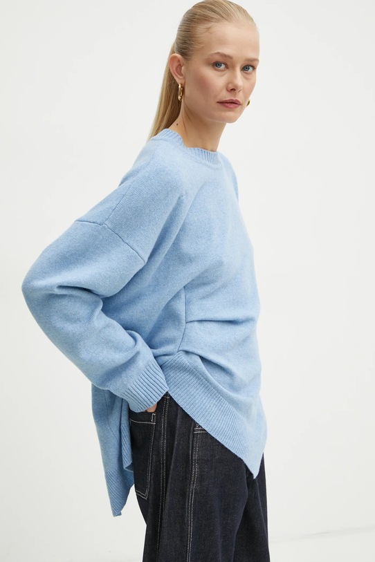 Шерстяной свитер Victoria Beckham голубой 1125KJU006045A