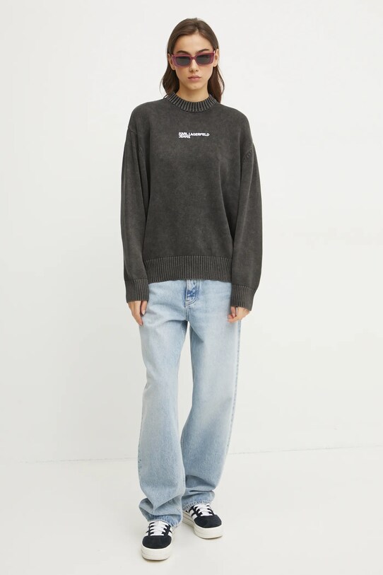 Karl Lagerfeld Jeans sweter bawełniany A1W18045 szary SS25