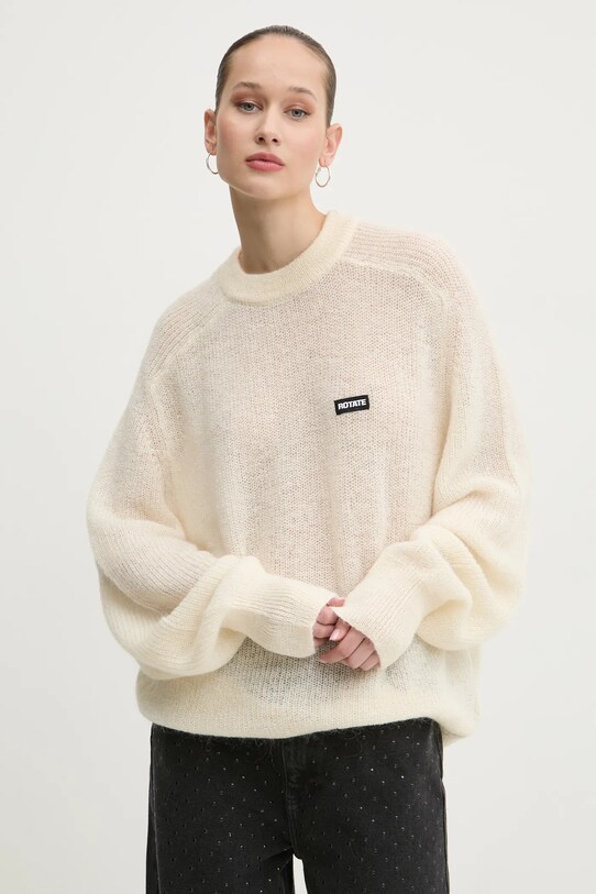 Vlnený sveter Rotate béžová 113769857
