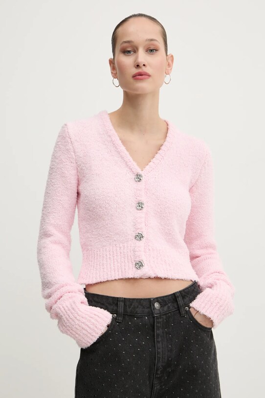 Rotate cardigan din bumbac uni roz 1139471011