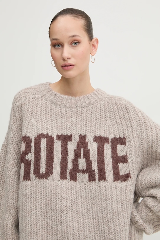 Rotate sweter wełniany beżowy 114443164