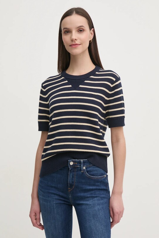 Βαμβακερό πουλόβερ Tommy Hilfiger βαμβάκι σκούρο μπλε WW0WW43950