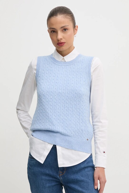 Tommy Hilfiger vesta de lana grosime medie albastru WW0WW43956