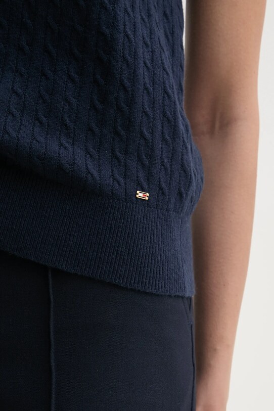 Μάλλινο γιλέκο Tommy Hilfiger WW0WW43956 σκούρο μπλε