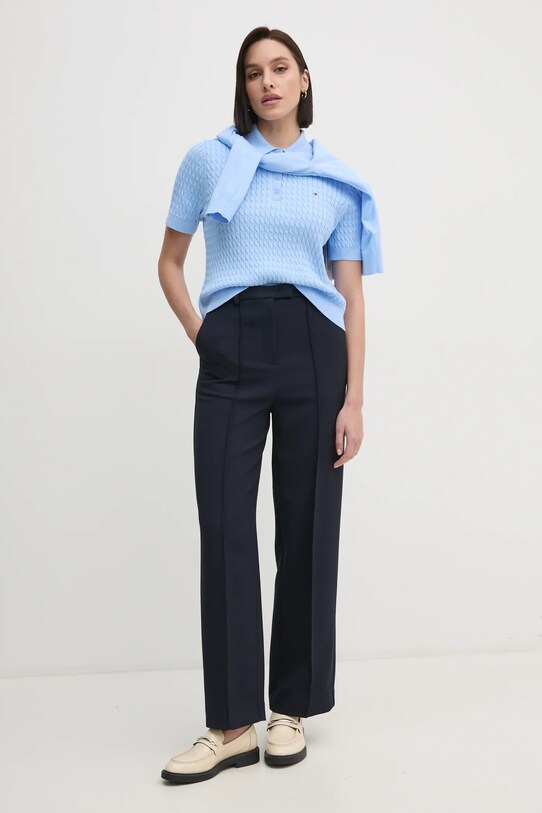 Tommy Hilfiger sweter bawełniany WW0WW43957 niebieski SS25
