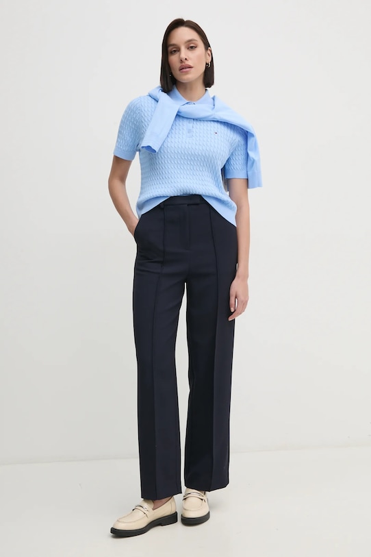 Bavlněný svetr Tommy Hilfiger WW0WW43957 modrá SS25