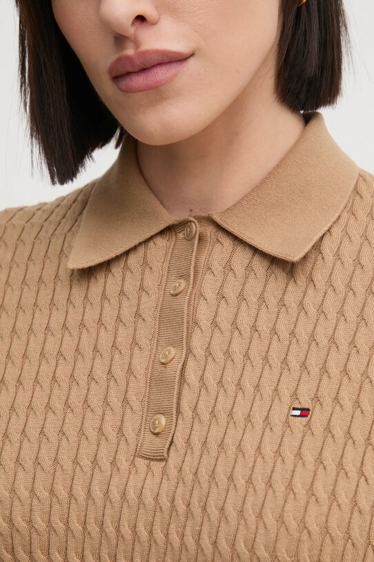Хлопковый свитер Tommy Hilfiger WW0WW43957 коричневый