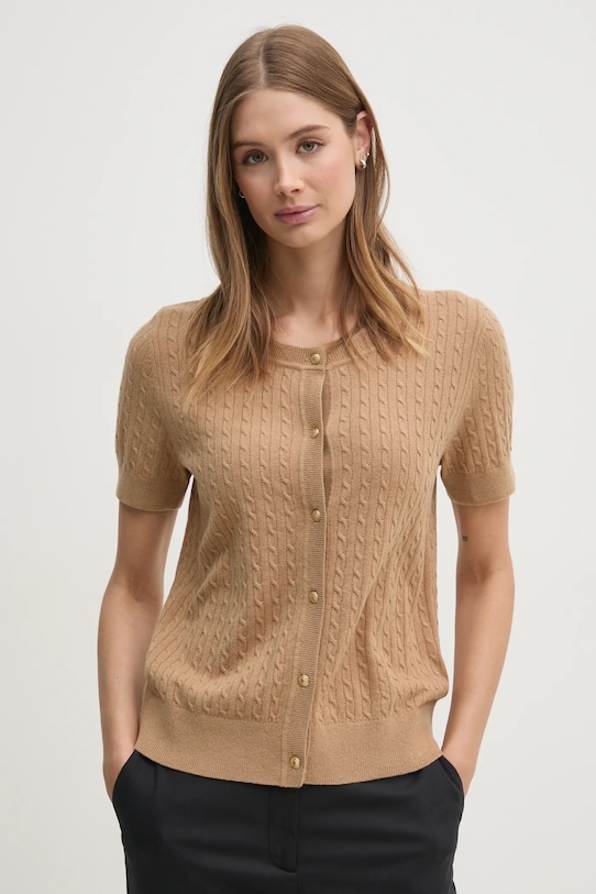 Вълнена жилетка Tommy Hilfiger вълна зелен WW0WW43958