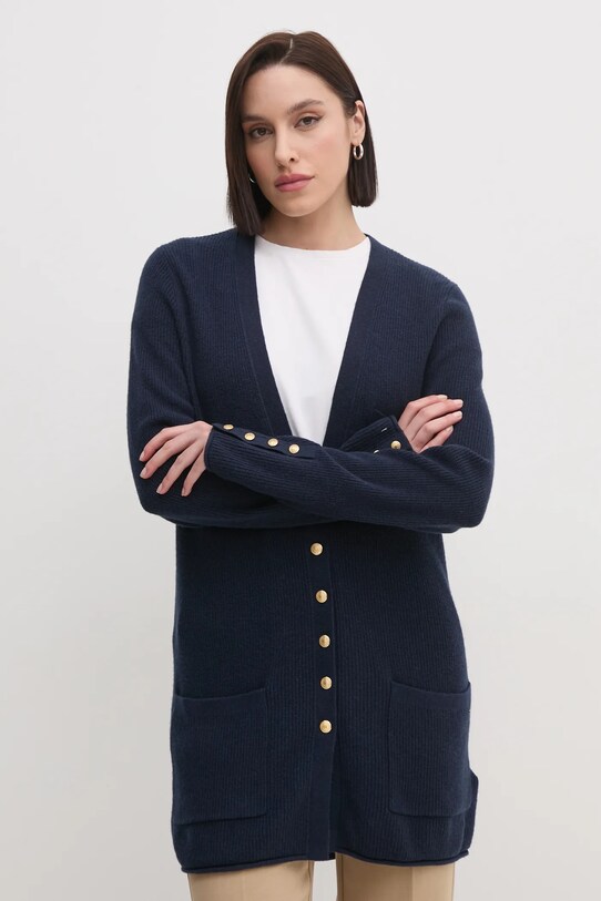 Tommy Hilfiger kardigan wełniany wełna granatowy WW0WW43962