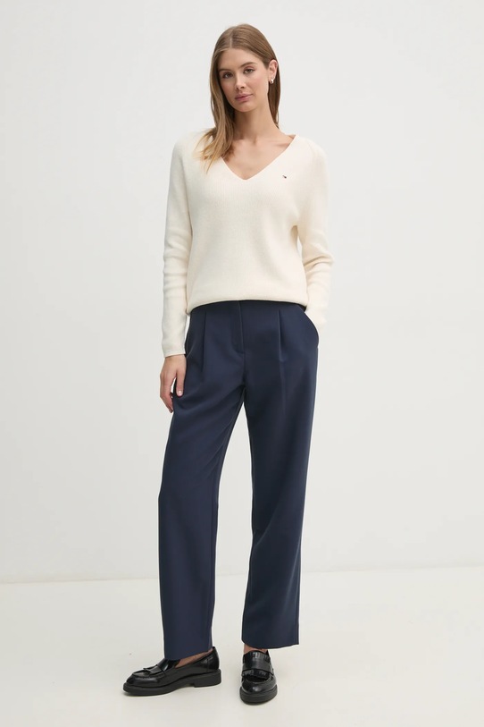 Βαμβακερό πουλόβερ Tommy Hilfiger WW0WW44452 μπεζ SS25