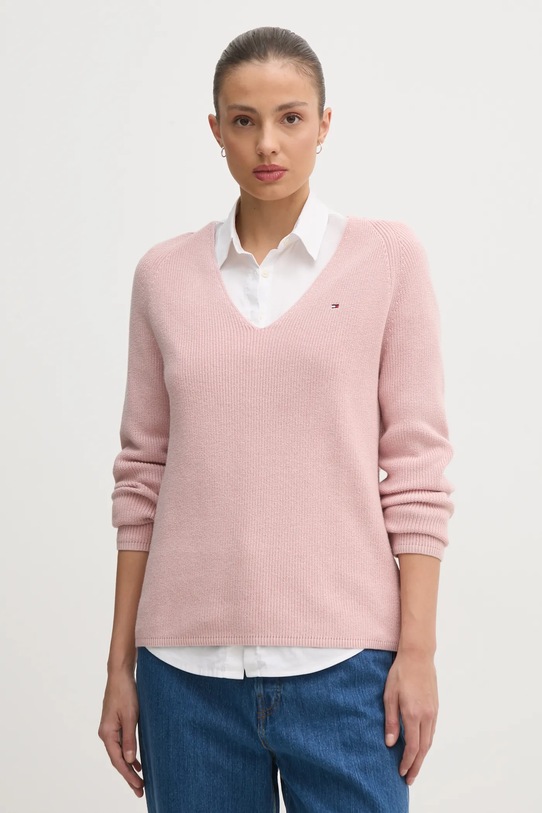 Tommy Hilfiger pulover de bumbac grosime medie roz WW0WW44452