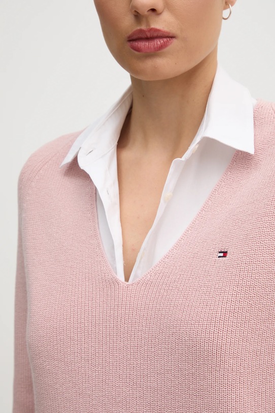 Tommy Hilfiger pulover de bumbac WW0WW44452 roz