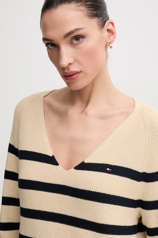 Bombažen pulover Tommy Hilfiger bež WW0WW44452