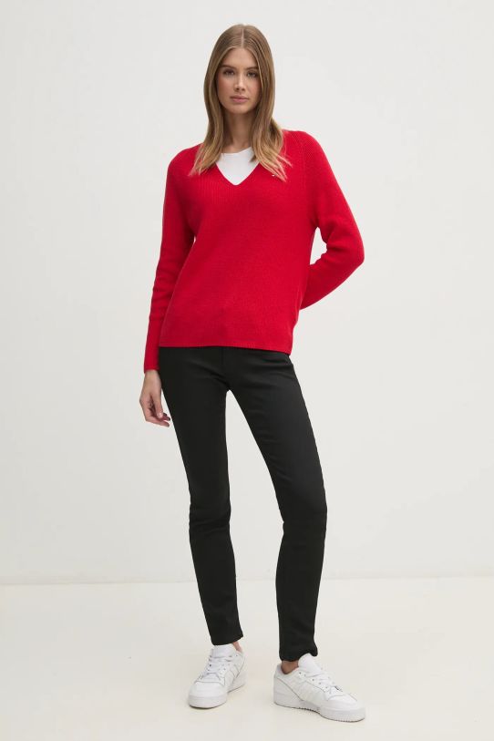 Βαμβακερό πουλόβερ Tommy Hilfiger WW0WW44452 κόκκινο SS25