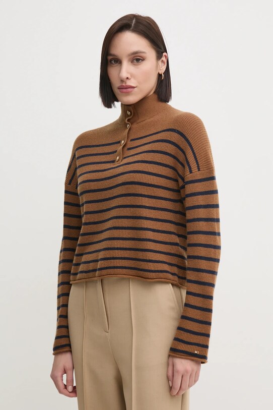 Tommy Hilfiger sweter wełniany wełna beżowy WW0WW44981