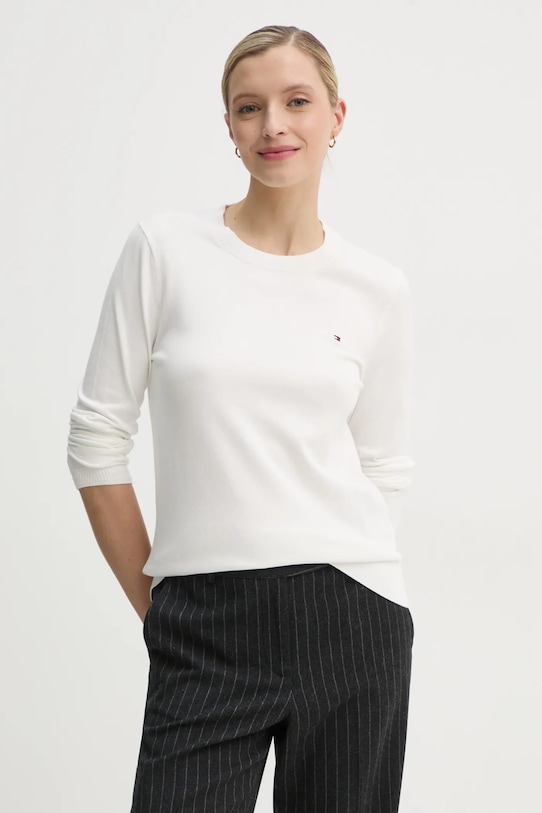 Svetr Tommy Hilfiger kulatý bílá WW0WW44984