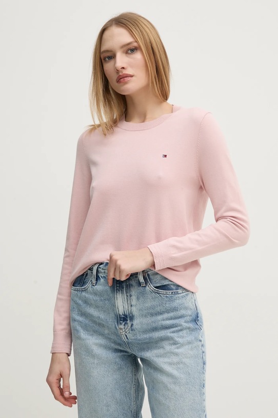Tommy Hilfiger pulover subtiri roz WW0WW44984