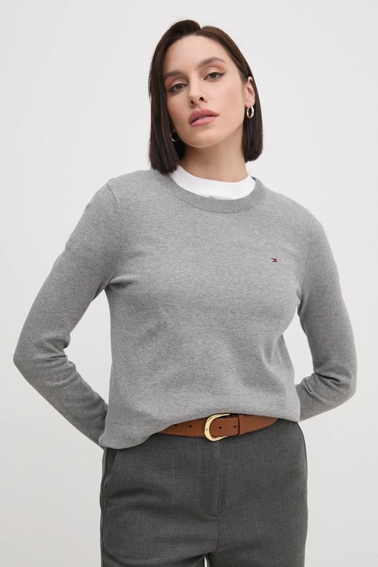 Svetr Tommy Hilfiger kulatý šedá WW0WW44984