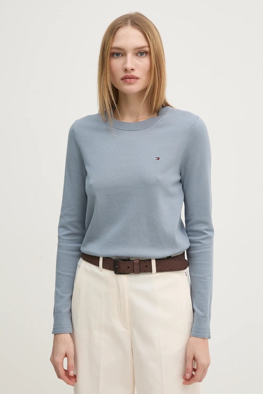 Pulover Tommy Hilfiger bez uzorka plava WW0WW44984