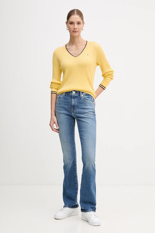 Bavlněný svetr Tommy Hilfiger WW0WW44987 žlutá SS26